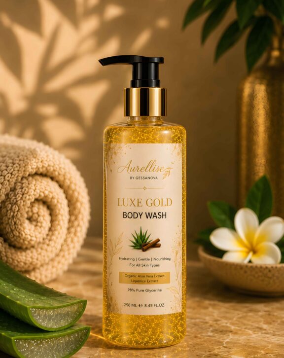 Experience a luxurious cleansing ritual with our Golden Body Wash, enriched with Organic Aloe Vera Extract, Licorice Extract, and 98% Pure Glycerine. Its rich, refreshing formula gently cleanses while helping replenish moisture, leaving your skin feeling soft, smooth, supple, comfortable, and beautifully refreshed after every bath.